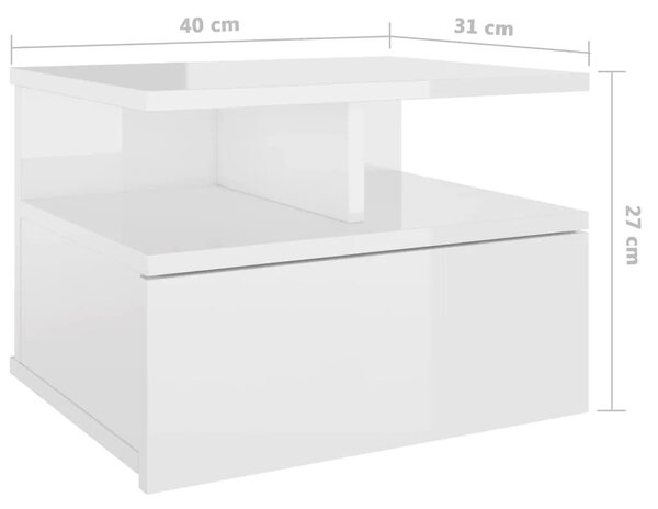 Viseći noćni ormarići 2 kom sjajni 40x31x27cm konstruirano drvo - Visoko sjajno bijela 2 Visoko sjajno bijela 2