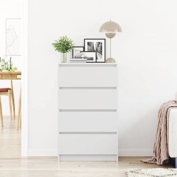 Komoda bijela 60 x 35 x 98 5 cm od konstruiranog drva - Bijela 1 Bijela