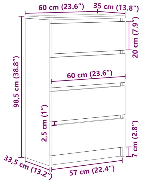 Komoda bijela 60 x 35 x 98 5 cm od konstruiranog drva - Bijela 1 Bijela
