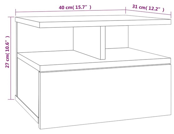 Viseći noćni ormarići 2 kom 40x31x27cm konstruirano drvo - Beton siva 2 Beton siva 2