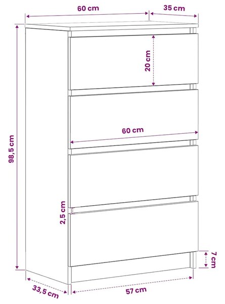 Komoda crna 60 x 35 x 98 5 cm od konstruiranog drva - Crna 1 Crna