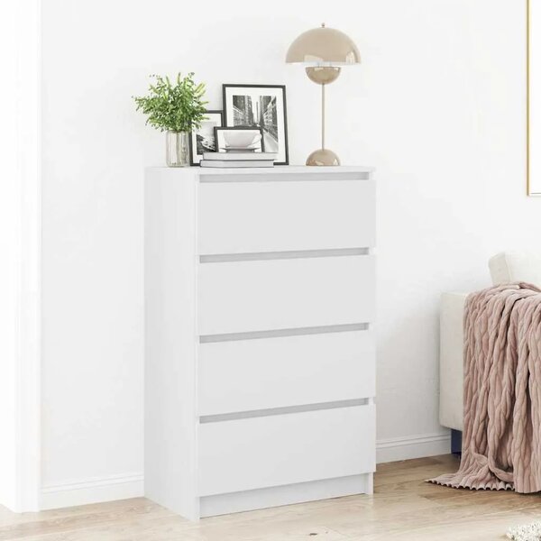 Komoda bijela 60 x 35 x 98 5 cm od konstruiranog drva - Bijela 1 Bijela