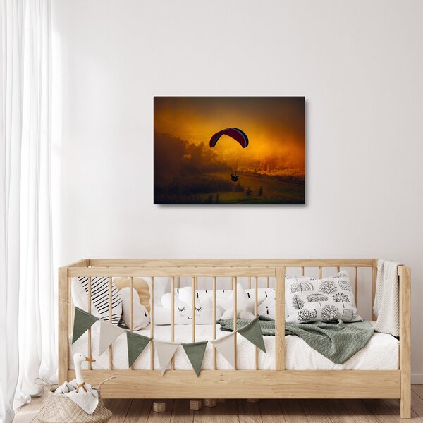 Staklena slika padobranca pri zalasku sunca (70x50 cm)