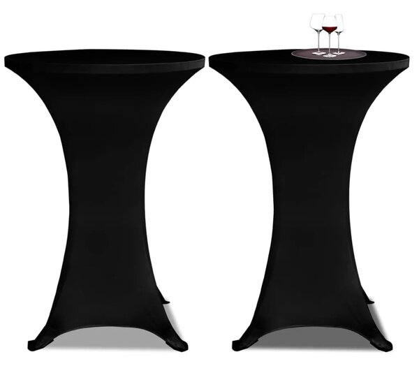 Navlaka za stol za stajanje Ø 60 cm crna rastezljiva 4 kom - Crna 60 cm 4 Crna