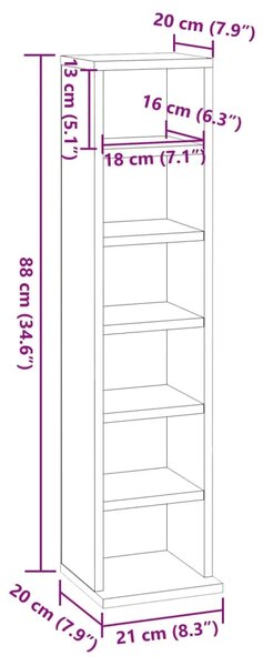CD stalak – Ormarić za CD-ove boja hrasta 21x20x88 cm od konstruiranog drva - sonoma hrast 1 Sonoma hrast