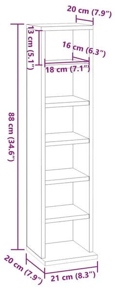 CD stalak – Ormarić za CD-ove bijeli 21 x 20 x 88 cm od konstruiranog drva - Bijela 1 Bijela