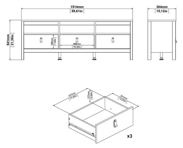 Sivo-bež TV komoda 151x54x38 cm Madrid – Tvilum