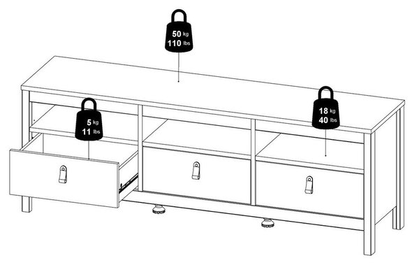 Sivo-bež TV komoda 151x54x38 cm Madrid – Tvilum