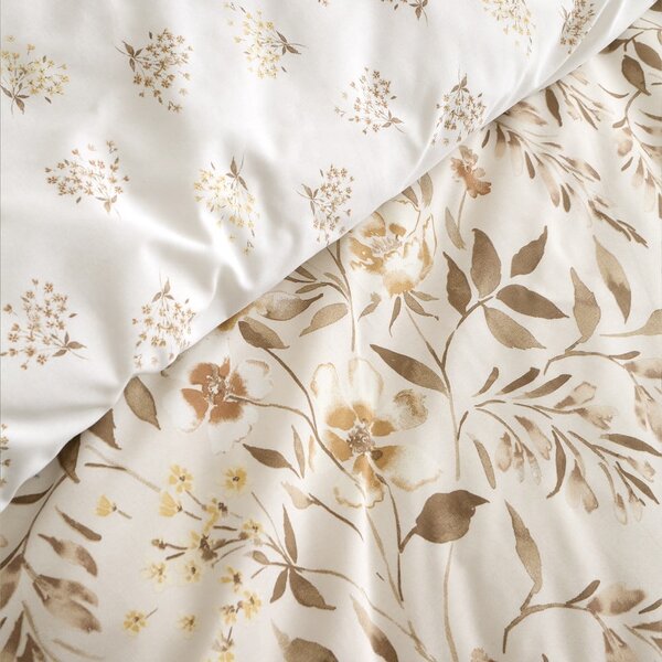 Bijela/bež posteljina za bračni krevet 200x200 cm Isadora Floral – Catherine Lansfield