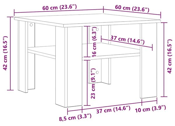 Stolić za kavu bijeli 60 x 60 x 42 cm od konstruiranog drva - Bijela 1 Bijela
