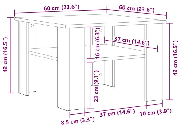 Stolić za kavu crni 60 x 60 x 42 cm od konstruiranog drva - Crna 1 Crna