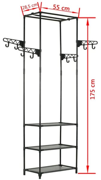 Stalak za odjeću čelik i netkana tkanina 55x28 5x175 cm crni