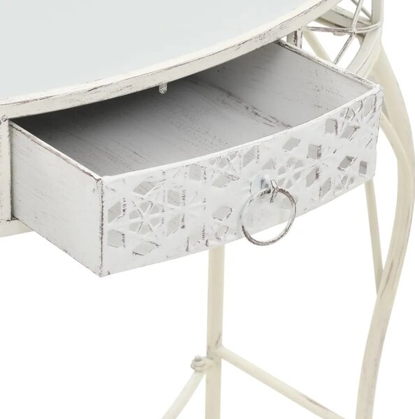 Bočni stolić u francuskom stilu metalni 82 x 39 x 76 cm bijeli - Bijela 1 Bijela