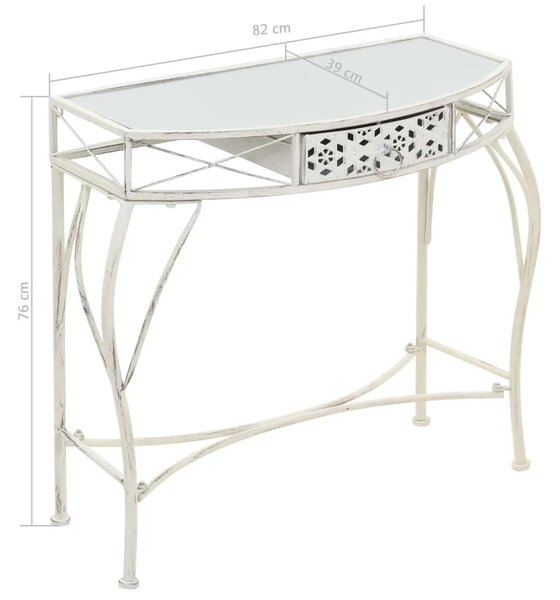 Bočni stolić u francuskom stilu metalni 82 x 39 x 76 cm bijeli - Bijela 1 Bijela