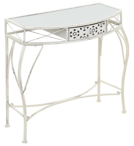 Bočni stolić u francuskom stilu metalni 82 x 39 x 76 cm bijeli - Bijela 1 Bijela
