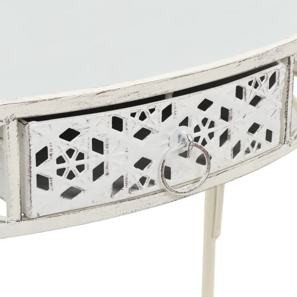 Bočni stolić u francuskom stilu metalni 82 x 39 x 76 cm bijeli - Bijela 1 Bijela