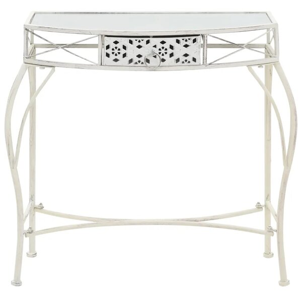 Bočni stolić u francuskom stilu metalni 82 x 39 x 76 cm bijeli - Bijela 1 Bijela