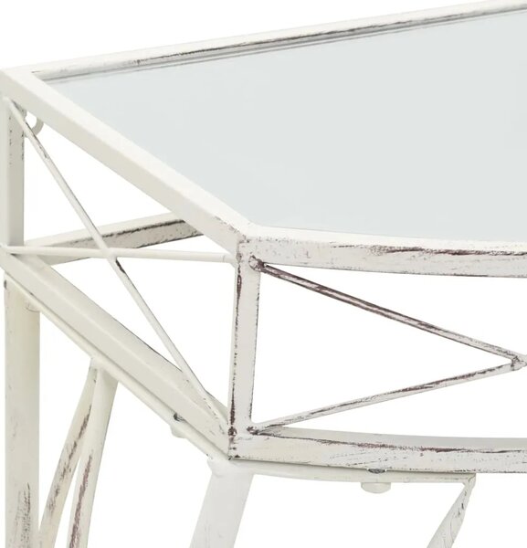 Bočni stolić u francuskom stilu metalni 82 x 39 x 76 cm bijeli - Bijela 1 Bijela