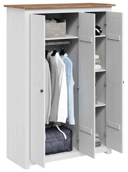 Ormar od borovine s 3 vrata bijeli 118 x 50 x 171 5 cm Panama - Bijela 118 x 50 x 171.5 cm 1 1