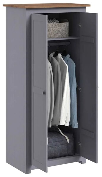Ormar od masivne borovine sivi 80x50x171 5 cm asortiman Panama - Siva 80 x 50 x 171.5 cm 1 1