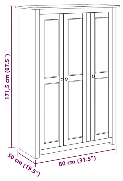 Ormar od borovine s 3 vrata 118x50x171 5 cm asortiman Panama - Smeđa 118 x 50 x 171.5 cm 1 1