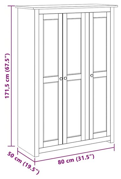 Ormar od borovine s 3 vrata bijeli 118 x 50 x 171 5 cm Panama - Bijela 118 x 50 x 171.5 cm 1 1