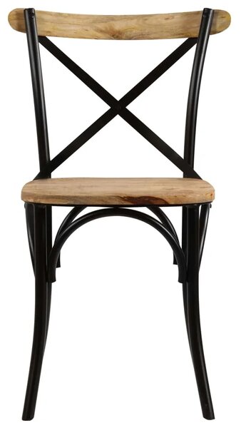 Stolice od masivnog drva manga s križnim naslonom 6 kom crne - 6 masivno drvo manga (crni okvir) 6 masivno drvo manga (crni okvi