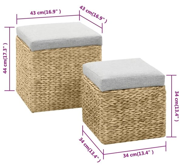 2-dijelni set taburea od morske trave sivi - Siva 1 Siva