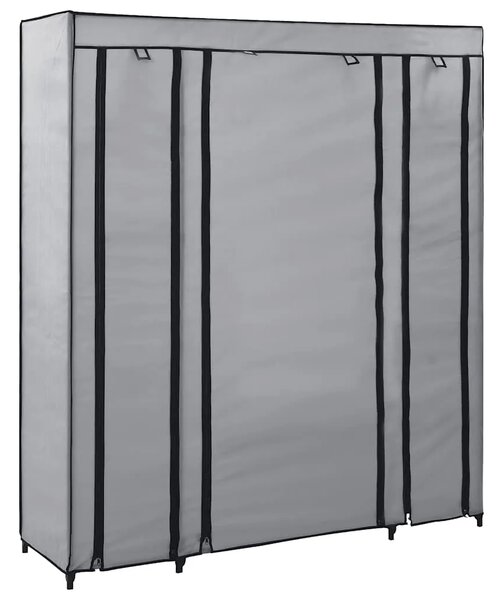 Ormar od tkanine s odjeljcima i šipkama sivi 150 x 45 x 176 cm - Siva 1 1 Siva