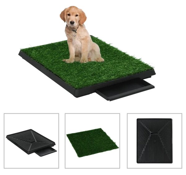 Toalet za ljubimce s pladnjem i travom zeleni 63 x 50 x 7 cm - 63 x 50 x 7 cm 1 63 x 50 x 7 cm