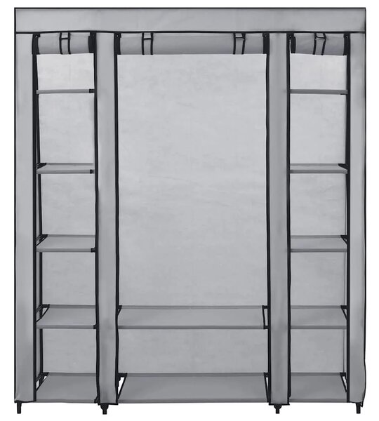 Ormar od tkanine s odjeljcima i šipkama sivi 150 x 45 x 176 cm - Siva 1 1 Siva