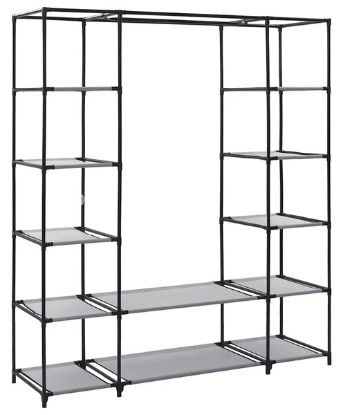 Ormar od tkanine s odjeljcima i šipkama sivi 150 x 45 x 176 cm - Siva 1 1 Siva