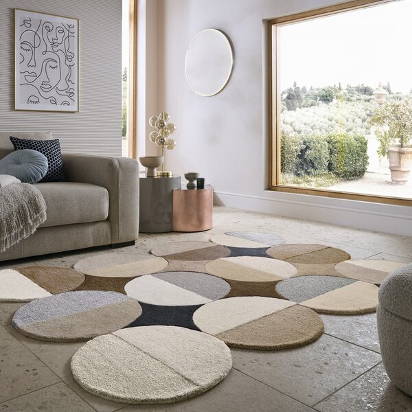 Sivo-bež ručno rađen vunen tepih 160x230 cm Mia Ellipse – Flair Rugs