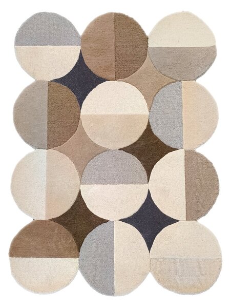 Sivo-bež ručno rađen vunen tepih 160x230 cm Mia Ellipse – Flair Rugs