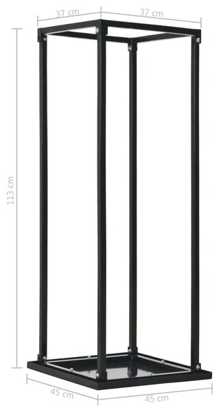 Stalak za drva za ogrjev s bazom crni 37 x 37 x 113 cm čelični - 37 x 37 x 113 cm 37 x 37 x 113 cm