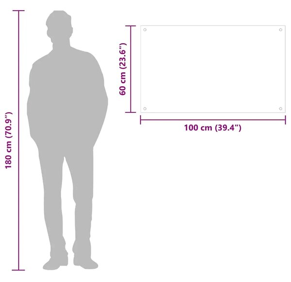Kuhinjska zaštita od prskanja crna 100 x 60 cm kaljeno staklo - Crna 100 x 60 x 0.6 cm 1 Crna