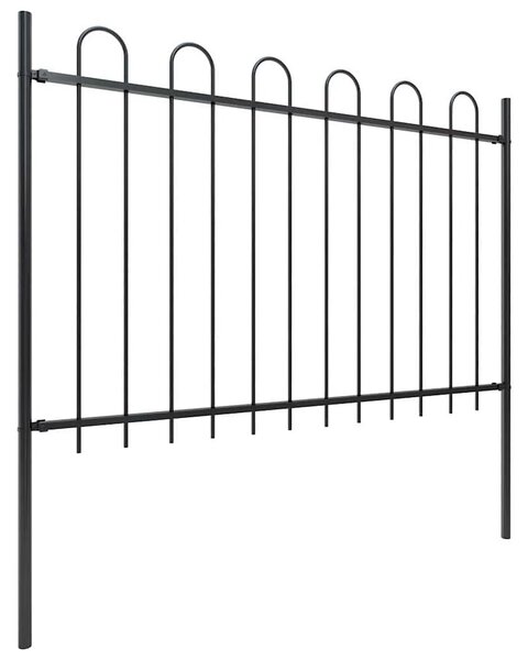 Vrtna ograda s obručem na vrhu Čelik 504 x 120 cm Crna - Crna 1 504 cm 120 cm