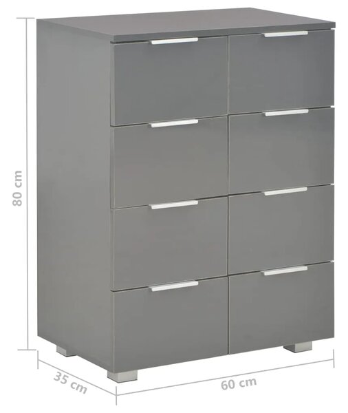 Komoda visoki sjaj siva 60 x 35 x 80 cm od konstruiranog drva - Siva 1 Siva