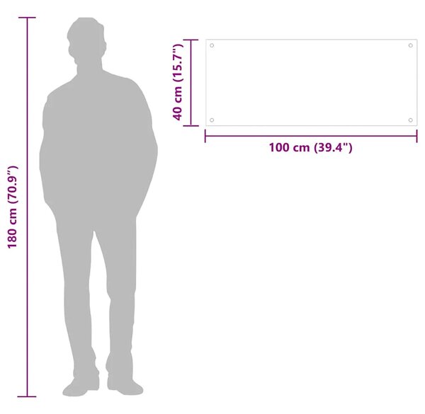 Kuhinjska zaštita od prskanja crna 100 x 40 cm kaljeno staklo - Crna 100 x 40 x 0.6 cm 1 Crna