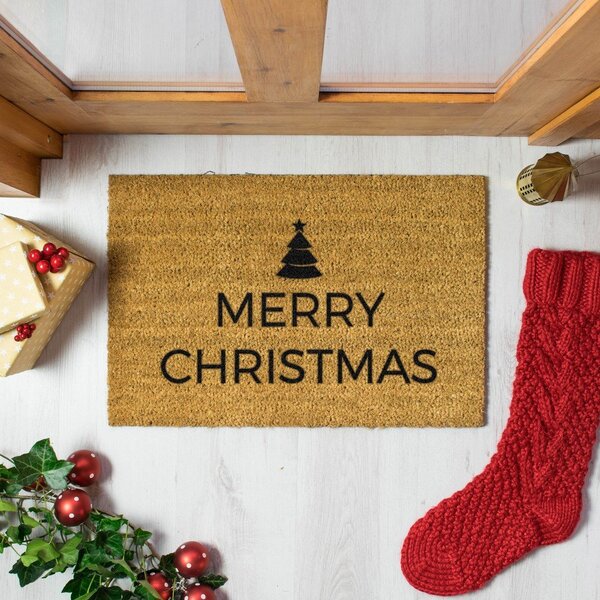Otirač s božićnim motivom od kokosovih vlakana 40x60 cm Merry Christmas – Artsy Doormats