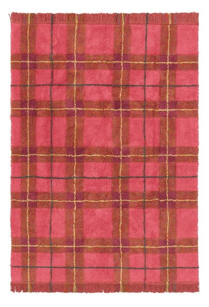 Crveni periv/ručno rađen pamučan tepih 90x120 cm Tartan Vintage Red – Lorena Canals