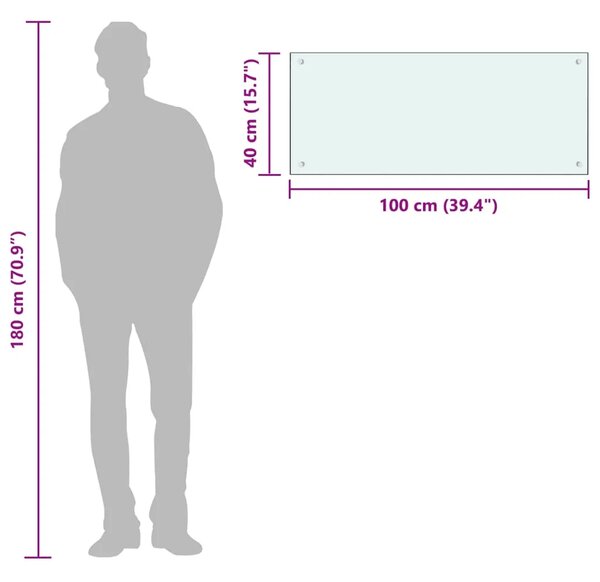 Kuhinjska zaštita od prskanja mliječna 100 x 40 cm kaljeno staklo - Mliječna 100 x 40 x 0.6 cm 1 Mliječna
