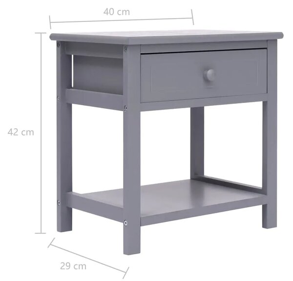 Noćni ormarići 2 kom sivi 40 x 29 x 42 cm od drva paulovnije - Siva 2 Siva 2