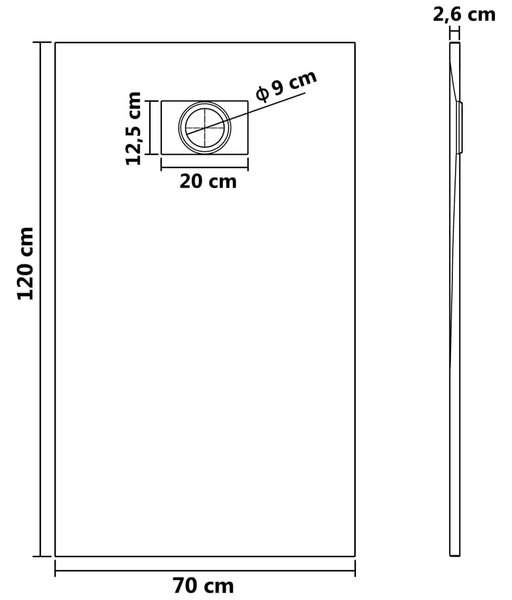 Kada za tuš SMC crna 120 x 70 cm - Crna 120 x 70 cm Crna 120 x 70 cm