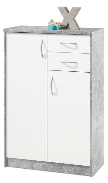 KOMODA 74/112/35 cm siva, bijela