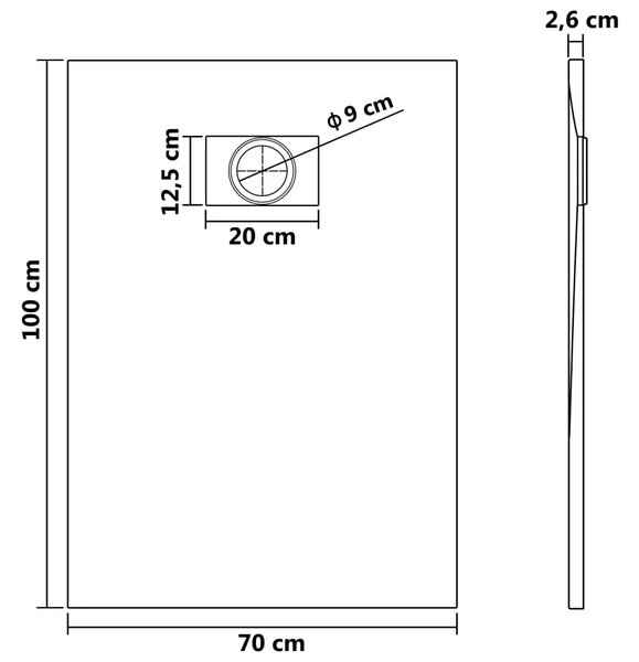 Kada za tuš SMC bijela 100 x 70 cm - Bijela 100 x 70 cm Bijela 100 x 70 cm