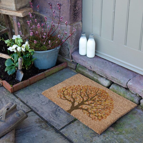 Otirač od kokosovih vlakana 40x60 cm Autumnal Tree of Life – Artsy Doormats