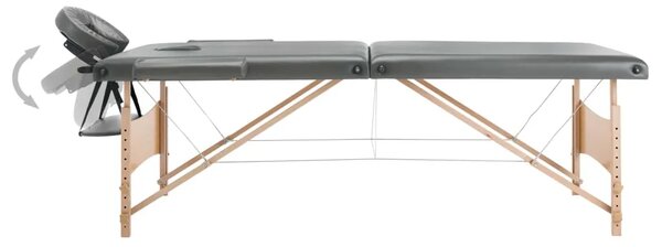 Masažni stol s 2 zone i drvenim okvirom antracit 186 x 68 cm - Antracit Antracit