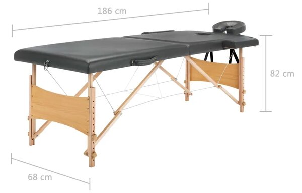Masažni stol s 2 zone i drvenim okvirom antracit 186 x 68 cm - Antracit Antracit