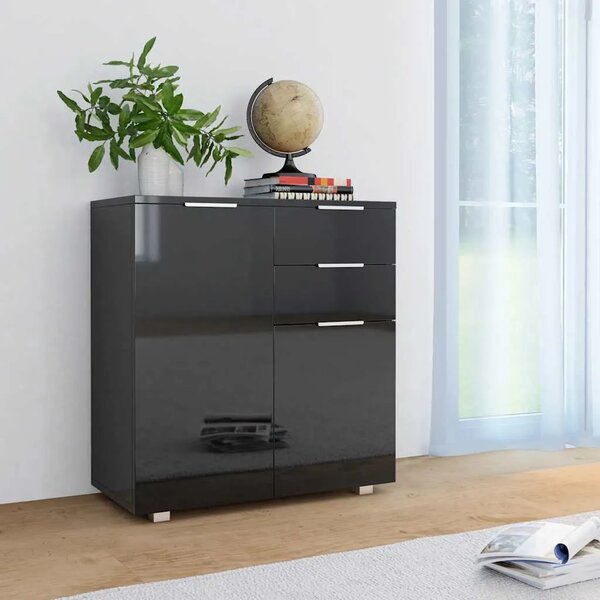 Komoda visoki sjaj crna 71x35x80 cm od konstruiranog drva - Crna 1 Crna